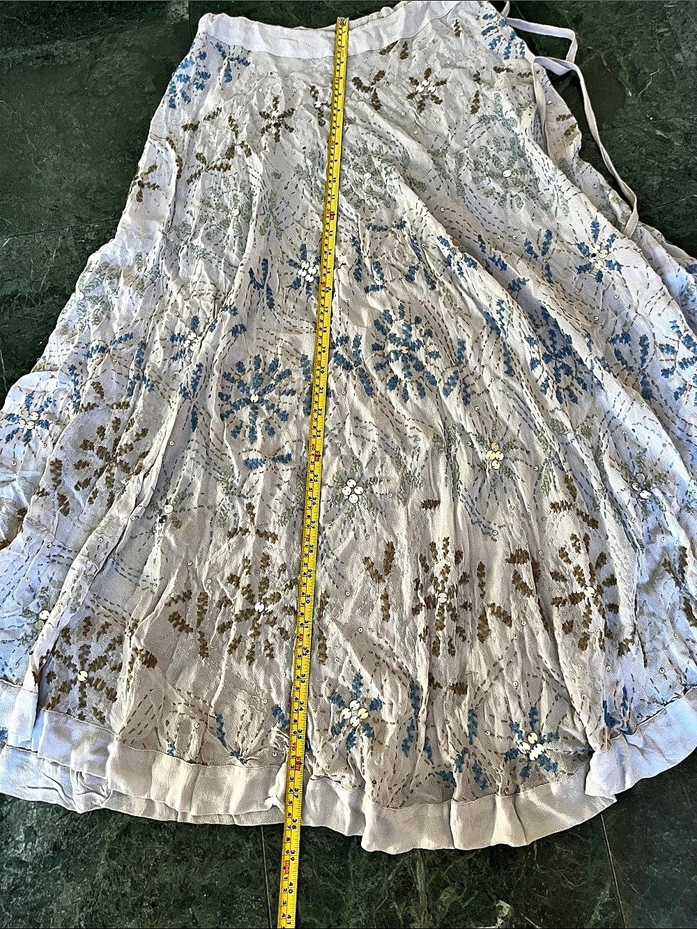 Chan Luu Floral Embroidered Maxi Skirt in Gray & Blue - Picture 10 of 13